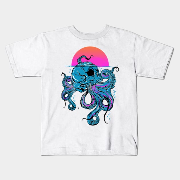 Skull Octopus Kids T-Shirt by pilipsjanuariusDesign